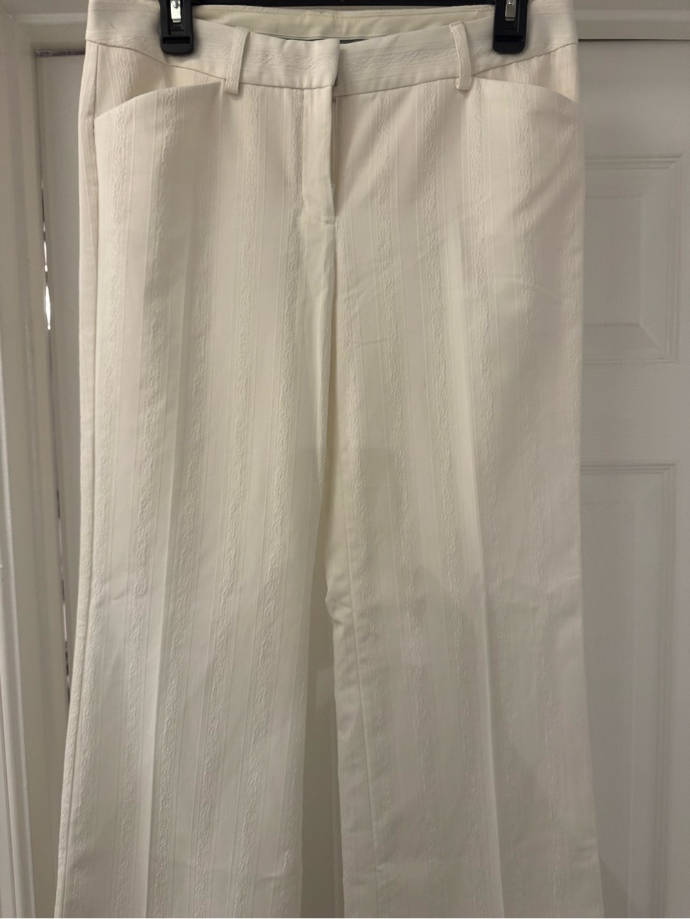 Express 90’s Y2K Women's Cream Textured Editor Pants Size 6